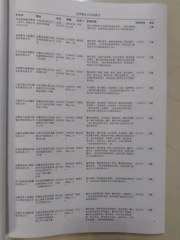 中國(guó)餐飲企業(yè)黃頁(yè)可開展精準(zhǔn)營(yíng)銷，電話營(yíng)銷、郵件營(yíng)銷、傳真營(yíng)銷等等多管齊下，圓您銷售冠軍夢(mèng)